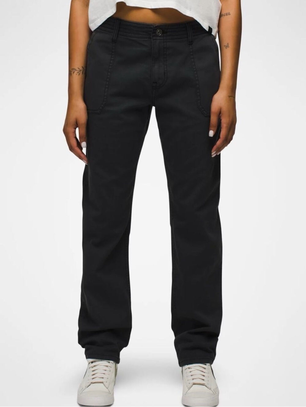 Prana Sancho Boyfriend Pant Women's 4 Charcoal Gray Relaxed Fit Organic